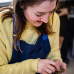 Rebecca Brown working in her studio 2019